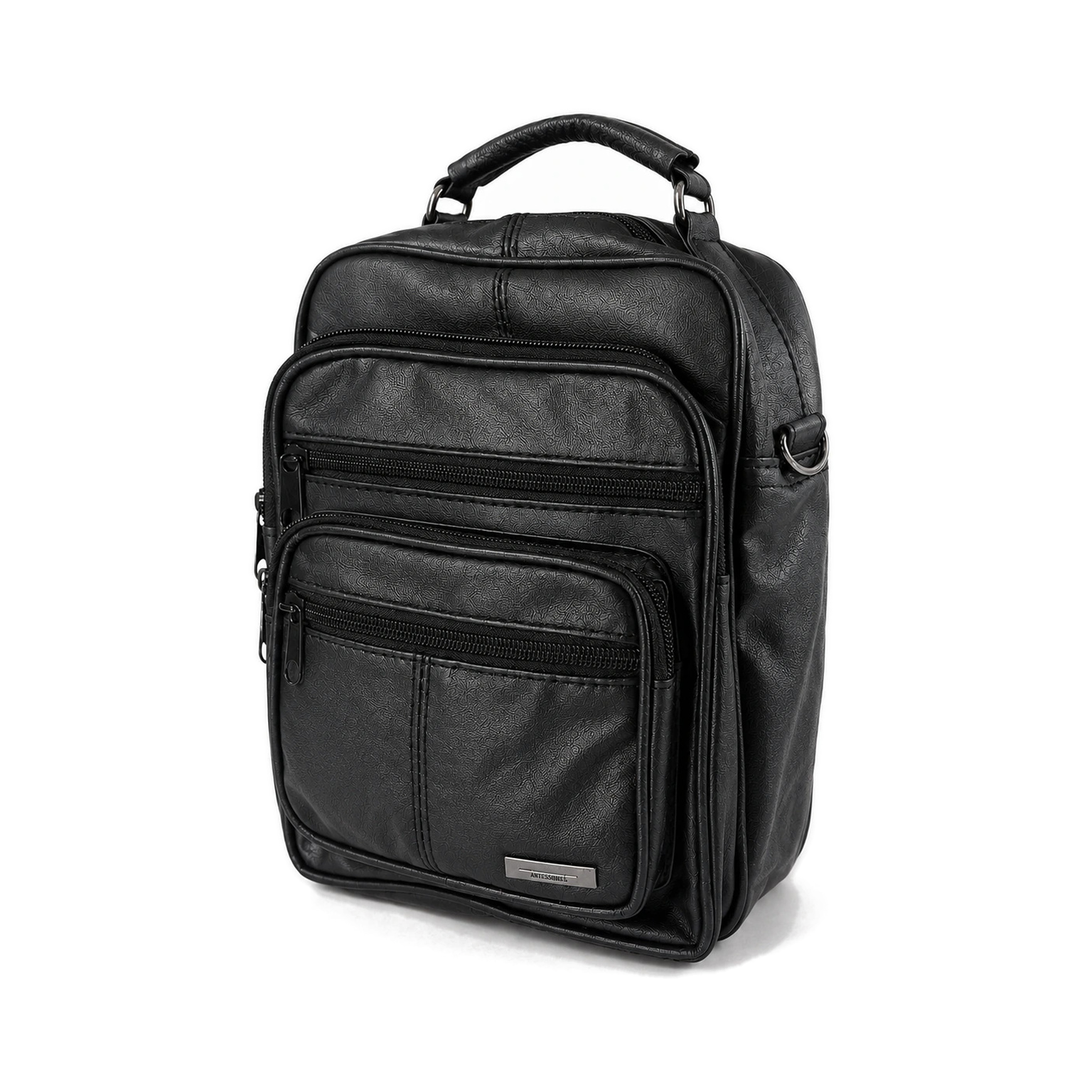 3541 normalized catalog main image Tall black top-handle bag with layered rounded zip-front sections — Sheepskin leather, SKU 3541