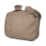Taupe cowhide crossbody bag with piped edges and two vertical front seams — Cowhide leather, SKU 3801