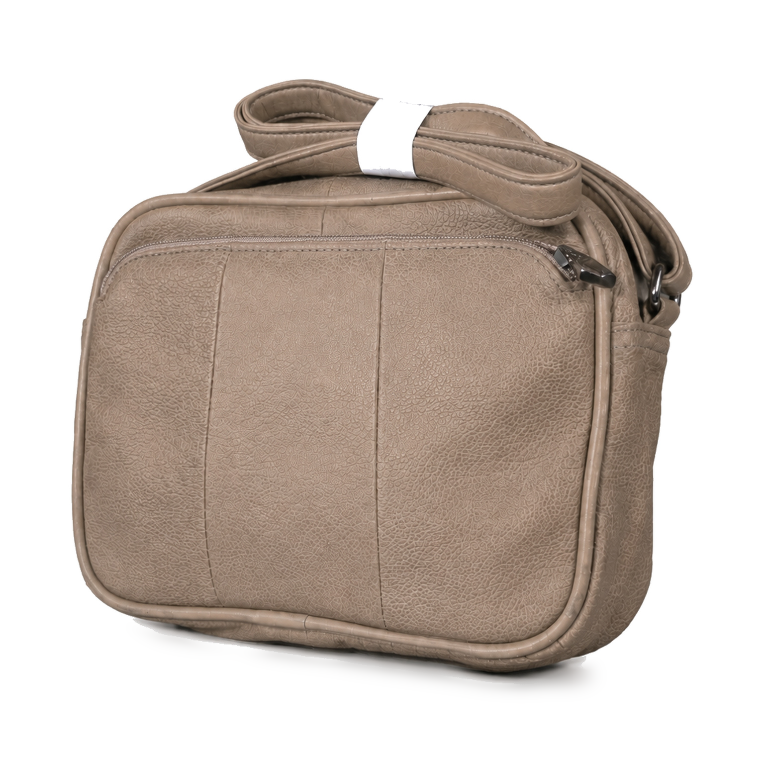 3801 normalized catalog main image Taupe cowhide crossbody bag with piped edges and two vertical front seams — Cowhide leather, SKU 3801