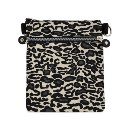 Leopard-print rear with upper horizontal zip and side rings — Polyester fabric, SKU 4442