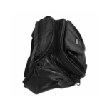 Side angle showing projecting flap and separated zipper tracks — Cowhide leather, SKU 4691