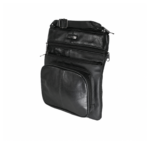 Angled black crossbody bag showing the depth of its rounded lower section — Sheepskin leather, SKU 4891