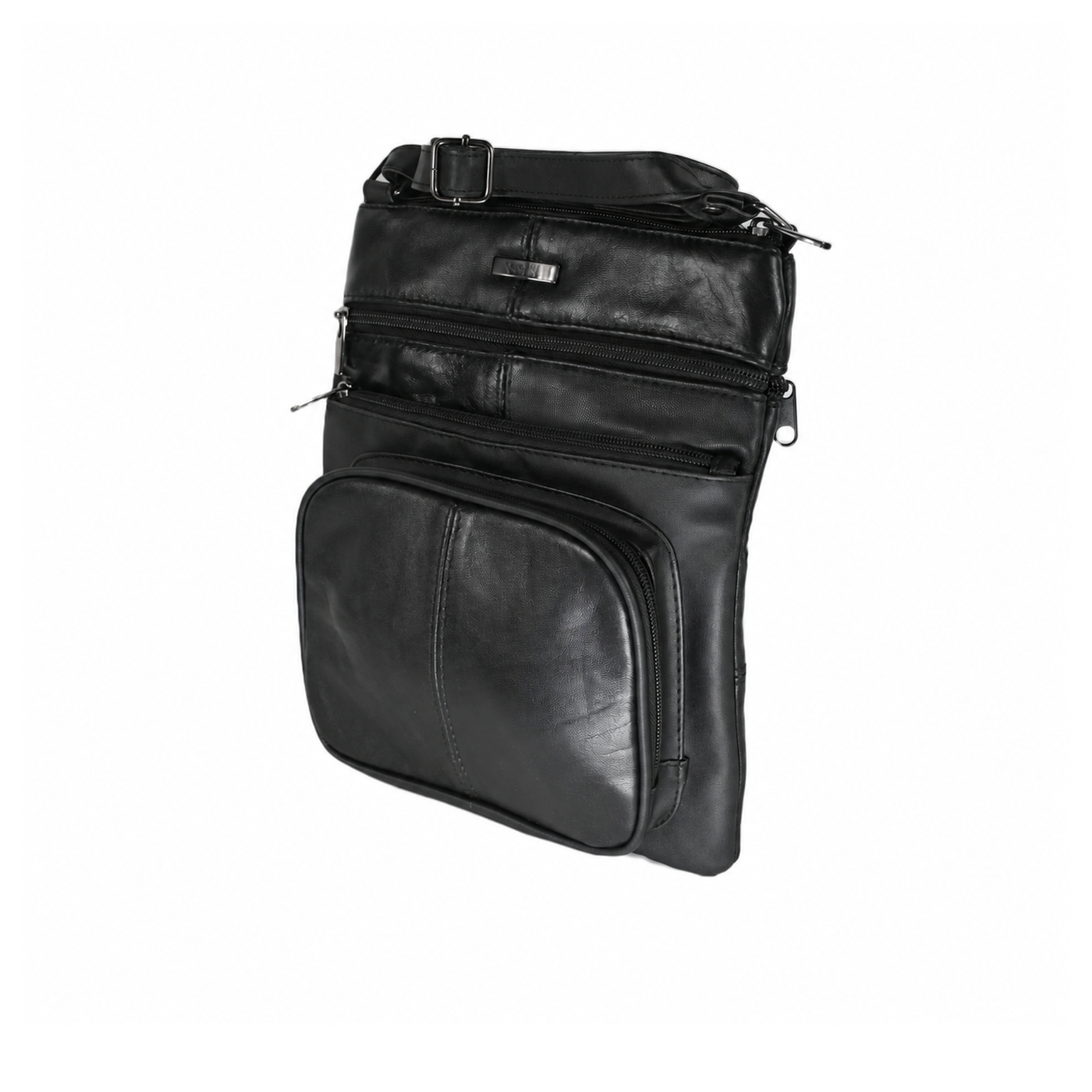 4891-gallery-p053-owner-final-20260916-r3 Angled black crossbody bag showing the depth of its rounded lower section — Sheepskin leather, SKU 4891