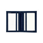 Blue holder laid open with paired clear inner windows — PU leather, SKU 5100