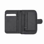 Open wallet interior with layered slots and a narrow vertical zip section — Cowhide leather, SKU 6073