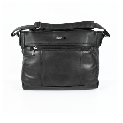 Front of the bag with rectangular plaque above a horizontal zip — Sheepskin leather, SKU 641B