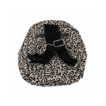 Back of the leopard-print backpack with black shoulder straps and adjustment hardware — Polyester fabric, SKU 6442