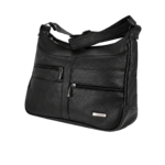Angled bag with dipped top line and asymmetric front zip arrangement — Cowhide leather, SKU 706FB