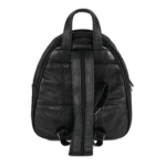 Back of the black backpack with folded shoulder straps and upper horizontal zip — Sheepskin leather, SKU 8491