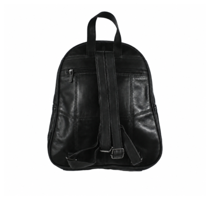 Back of the backpack with horizontal zip, shoulder straps and top loop handle — Sheepskin leather, SKU 8591