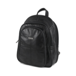 Black backpack with layered arched zip sections and top handle — Sheepskin leather, SKU 8591