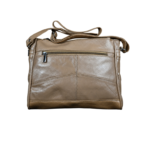 Taupe reverse with horizontal zipper and angled panel joins — Cowhide leather, SKU C3491