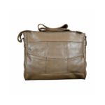 Taupe bag front with vertical joins and angled middle seam — Cowhide leather, SKU C3491